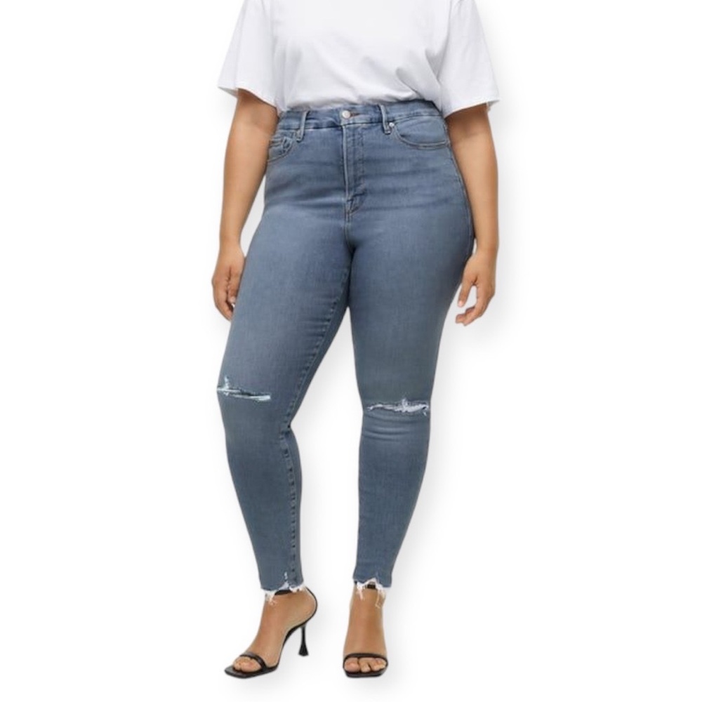 Good American x Zara ZW Medium Blue Was High Rise Skinny Jeans Size 14